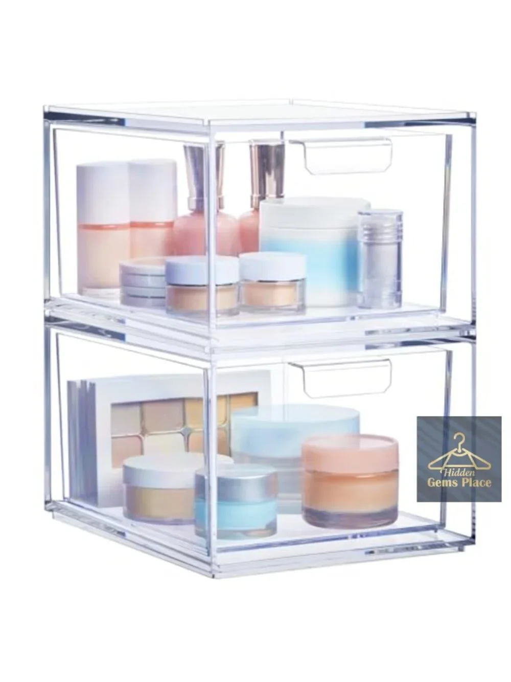 Clear Stackable Storage Drawers 2-Pack BPA-Free Plastic Organizer Vanity Makeup